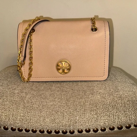 💯 Tory Burch Carson Convertible Leather Crossbody Bag In Devon Sand - Picture 6 of 12